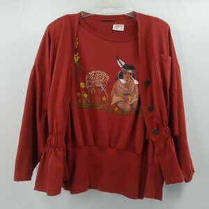 Vintage Sunbelt Hand Painted Two Piece Set One Size Rust Brown Native American